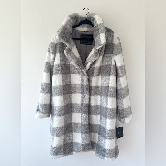 Steve Madden Teddy Plaid Coat NWT - Picture 2 of 7